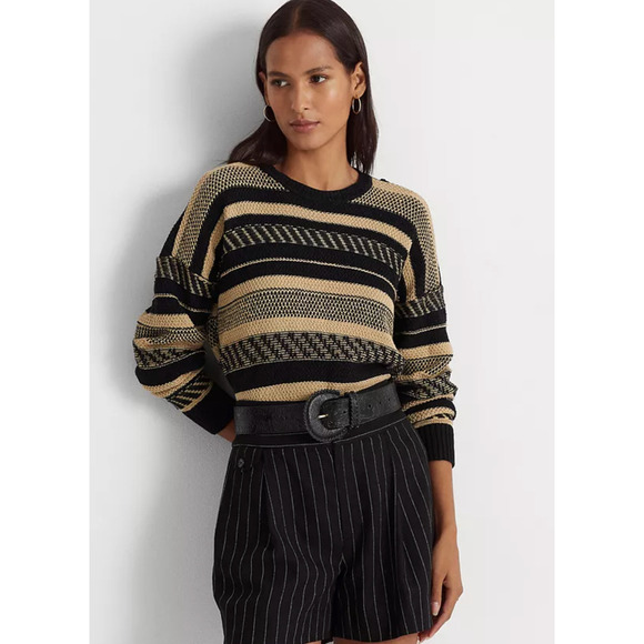 LAUREN RALPH LAUREN Women's Striped Linen-Blend Sweater - Picture 1 of 5